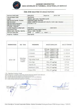 Naturbes Omega Akdeniz Üniversitesi Vitamin ve Ağır Metal Analiz Raporu